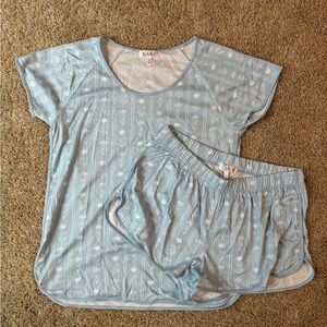 NWOT  Lake Pajamas Pima cotton blue white floral shirt set Small